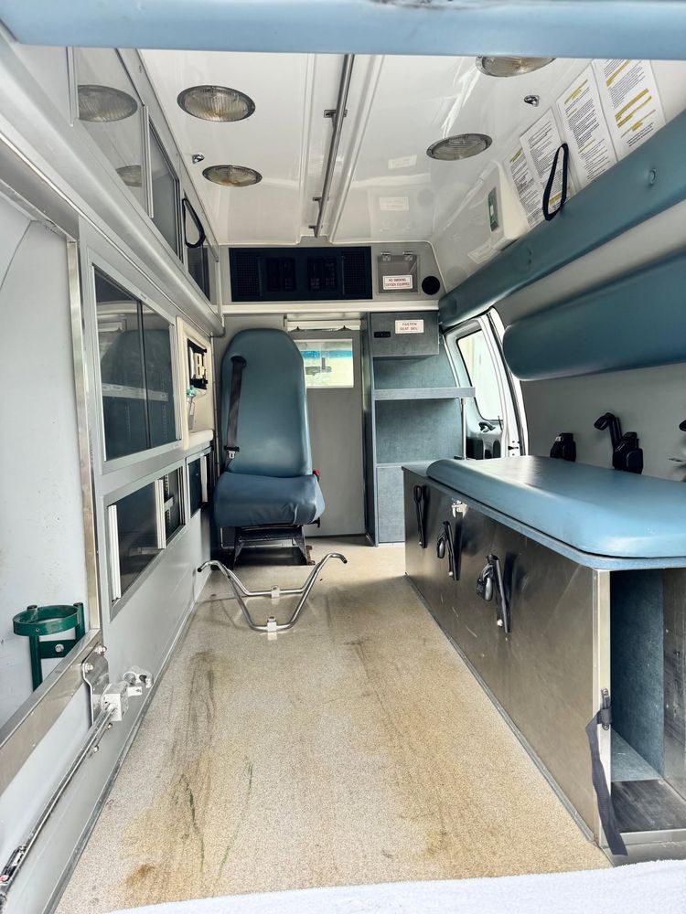 Inside an Echo EMS ambulance patient compartment
